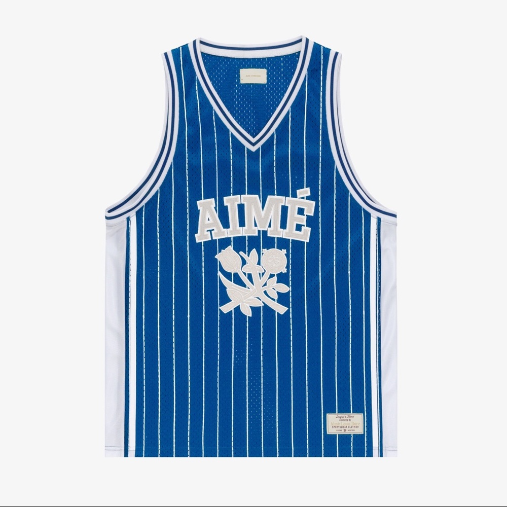Aime Leon Dore Striped Basketball Jersey Blue XL